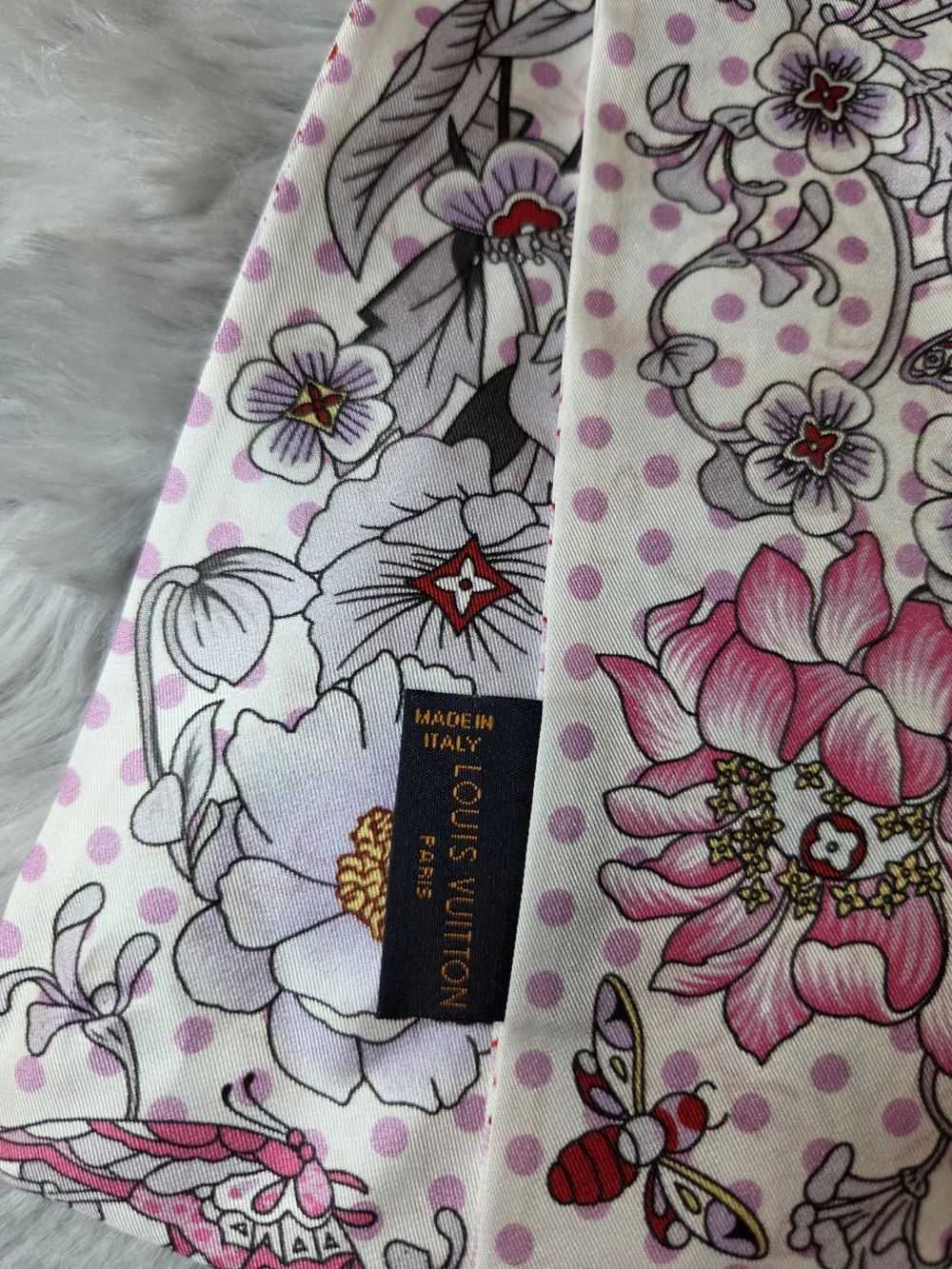 Pink and White Floral Silk Scarf